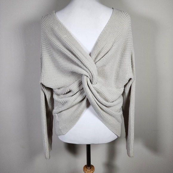 Miracle USA Chunky Knit Sweater Womens Small Medium Twist Back Knot Fisherman - Picture 5 of 14